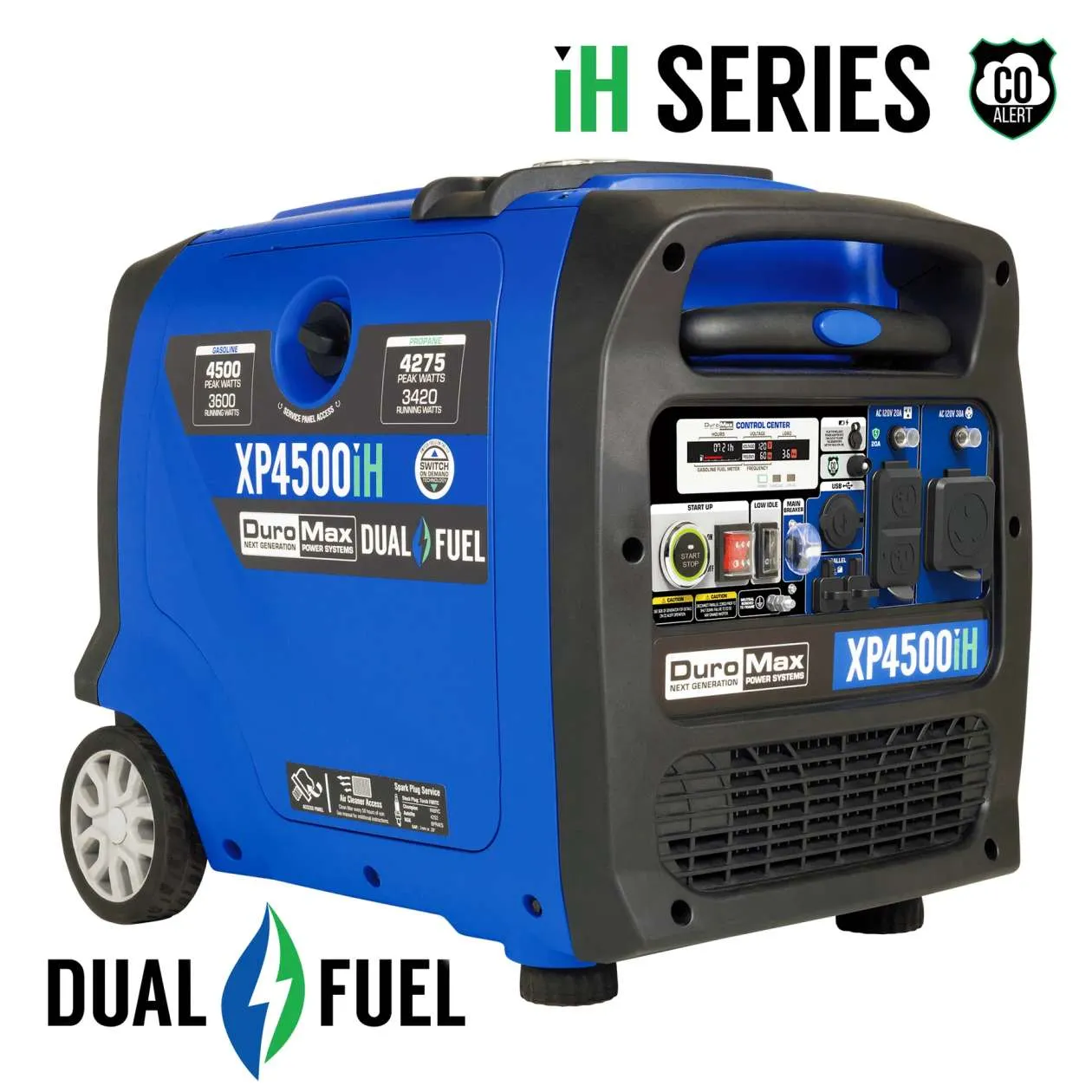 REFURB DuroMax XP4500iH 4,500 Peak Watt Dual Fuel Inverter Generator With Carbon Monoxide Detectors   UBS Ports (Grade A)