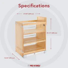 Rev-A-Shelf 14" DM Wood P-O Soft-Close Blum Slides 448-BCSC-14C