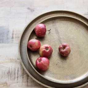 Round Rustic Antique Brass Tray - Set of Two