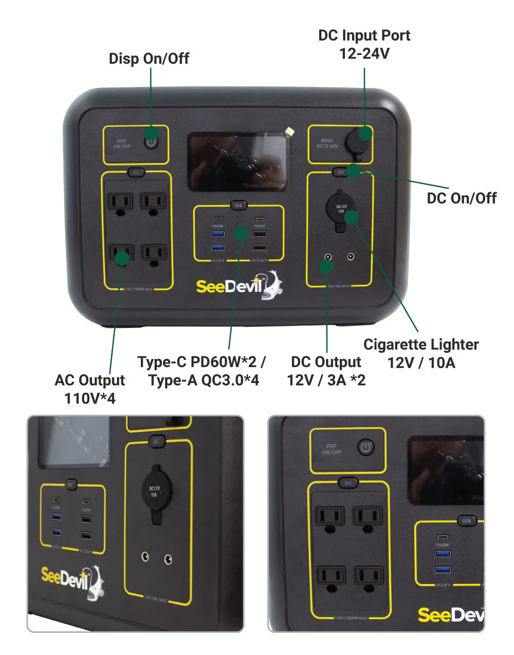 SeeDevil 1200W Portable Power Station | 1132Wh (SD-PPS1200-G1)