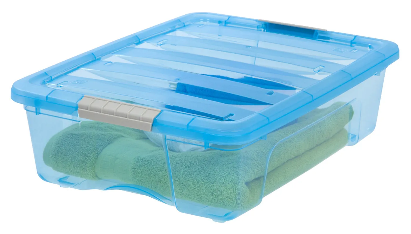 Stack & Pull™ Storage Box - 26 QT, 6 Pack, Trans Blue