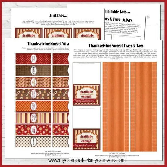 Thanksgiving Nugget Wrappers PRINTABLE