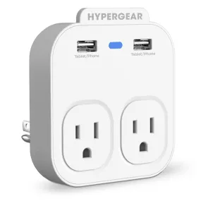 Wall Adapter Power Strip with Dual USB and Dual AC Outlets | White