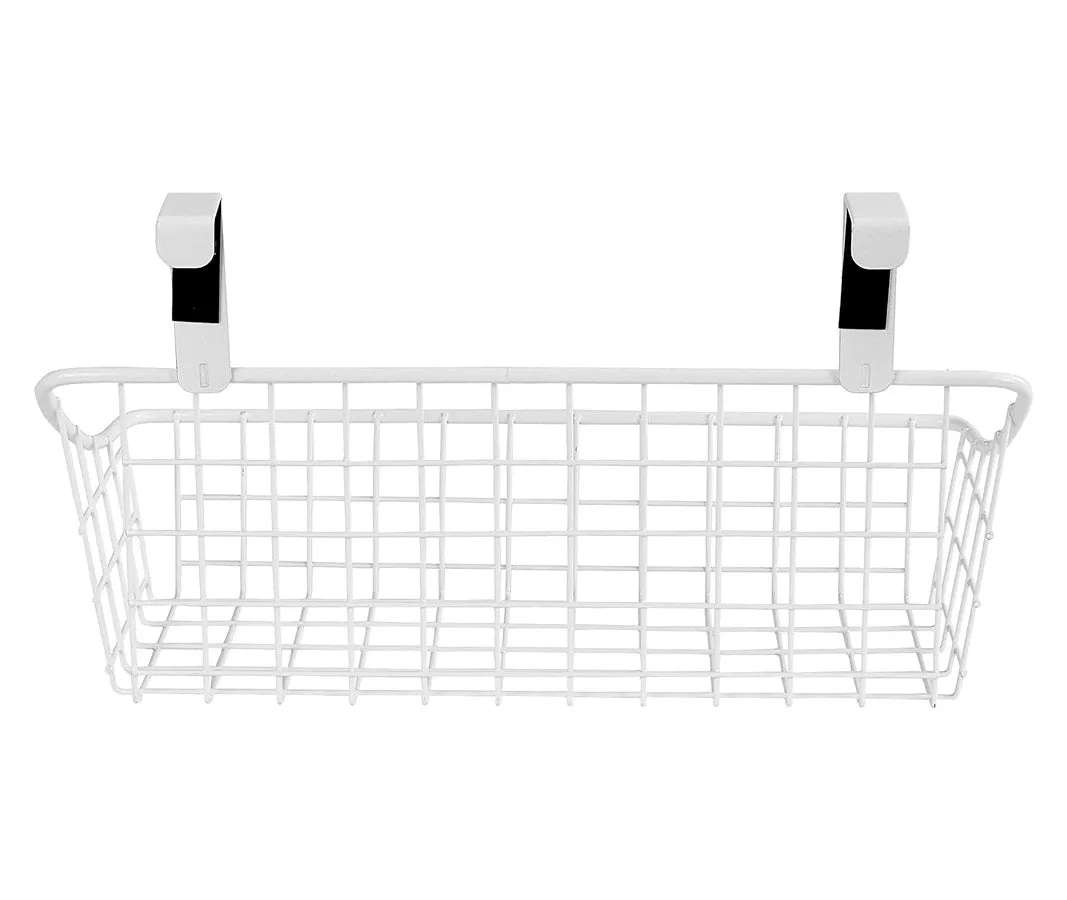 White Over The Cabinet Wire Basket