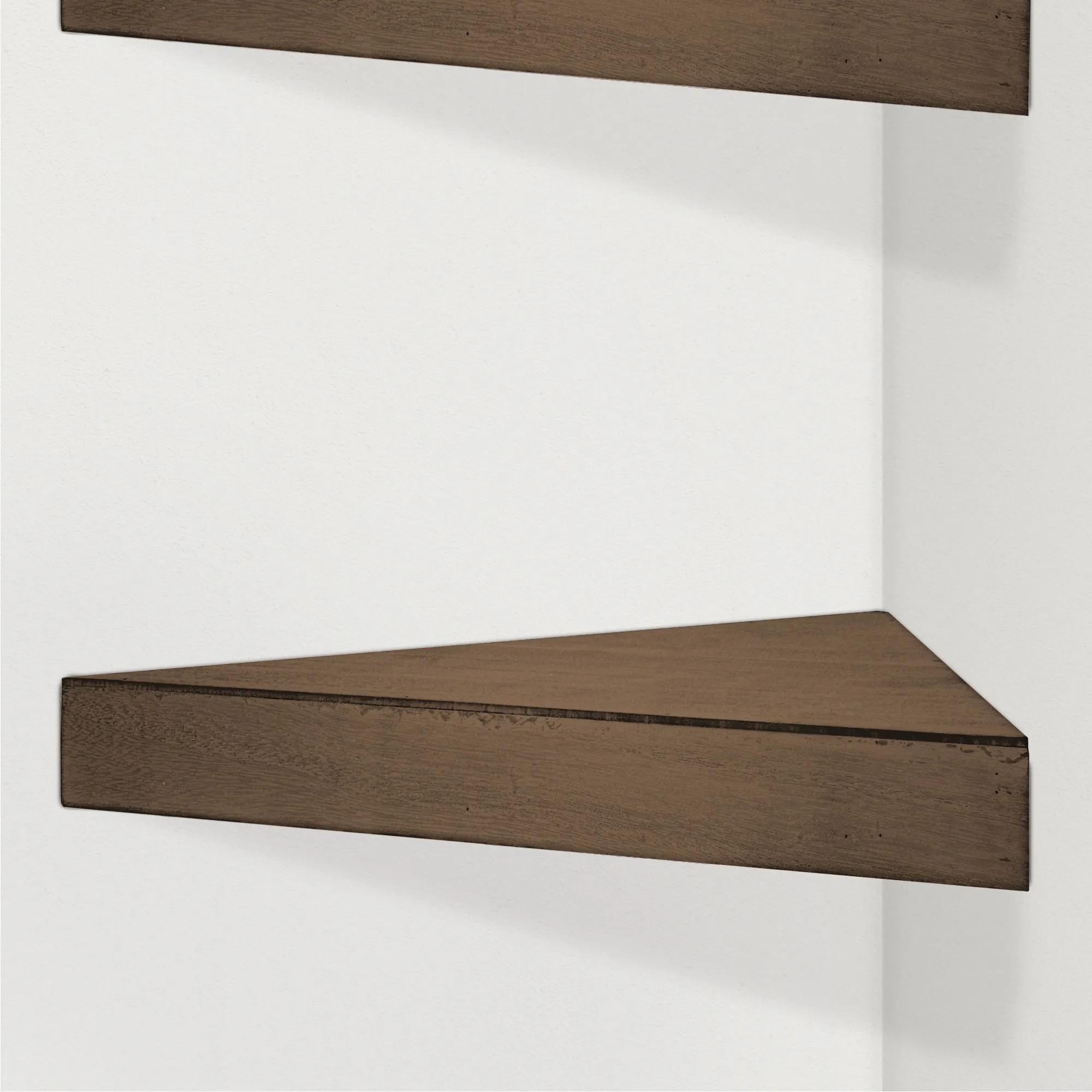 Wood Floating Corner Shelves (Set of 2) - Walnut Brown