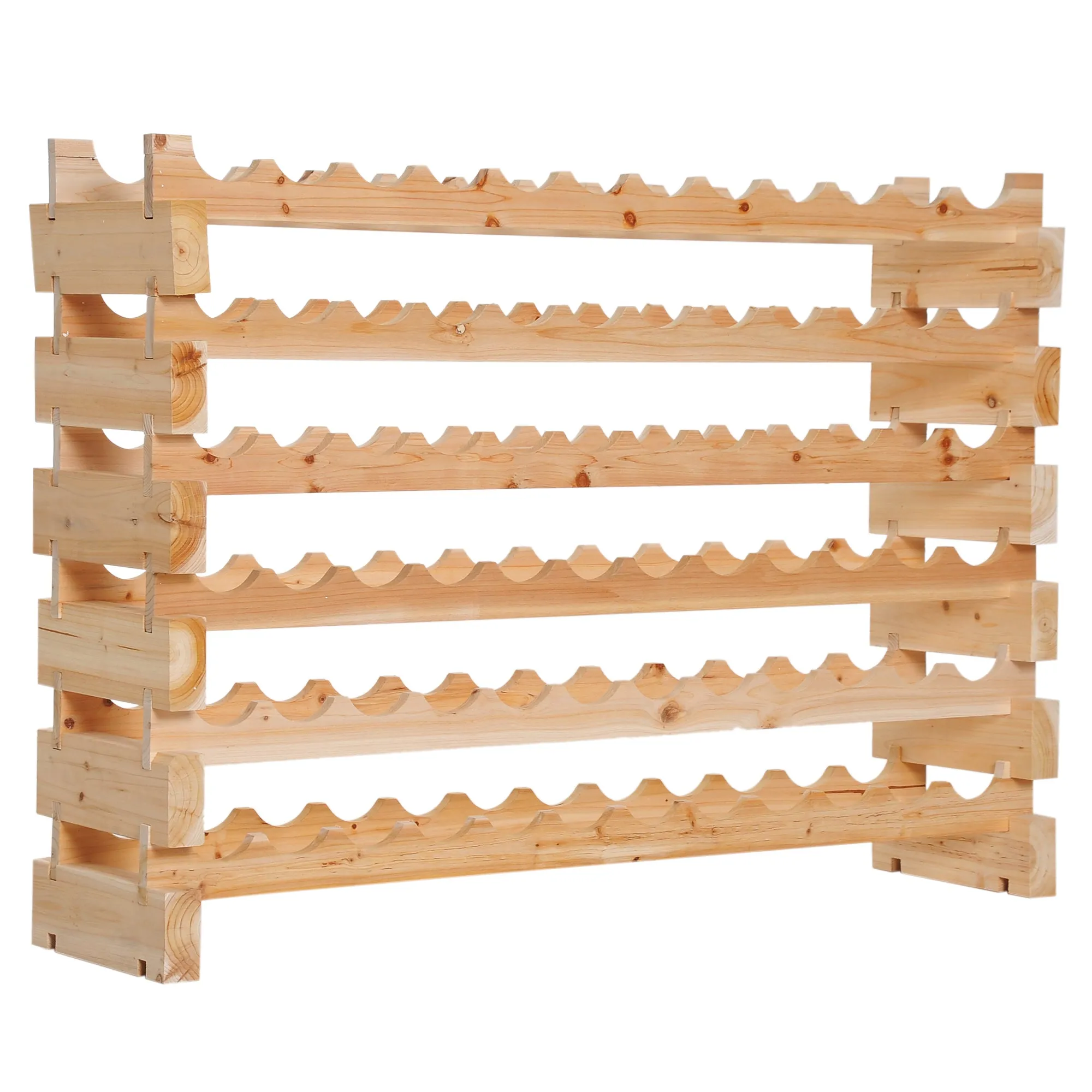 Wooden Wine Rack 6 Tier Shelf for 72 Bottles Shelving Storage Holder