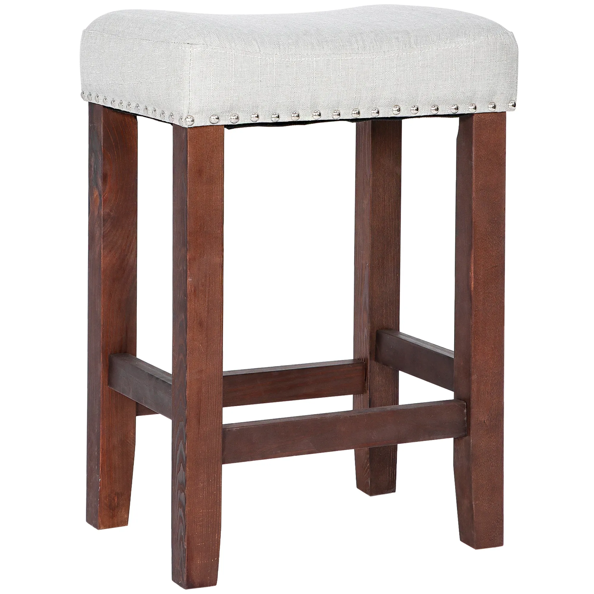 ZENY™ 24" Kitchen Counter Wood Bar Stool, Padded Saddle Stool for Dining Room, Living Room, Study